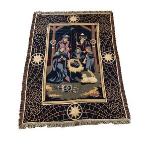 Goodwin Weavers Throw Christmas Nativity Holy Night Cotton 50" x 66"